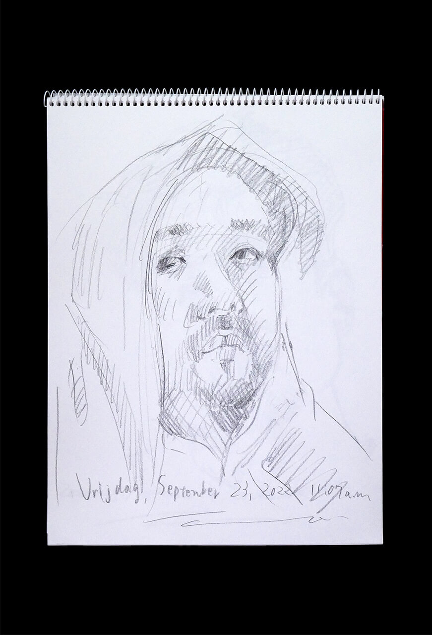 Contemporary artist SHINTAKU Tomoni's 2022/9/23 Self-portrait or pencil drawing