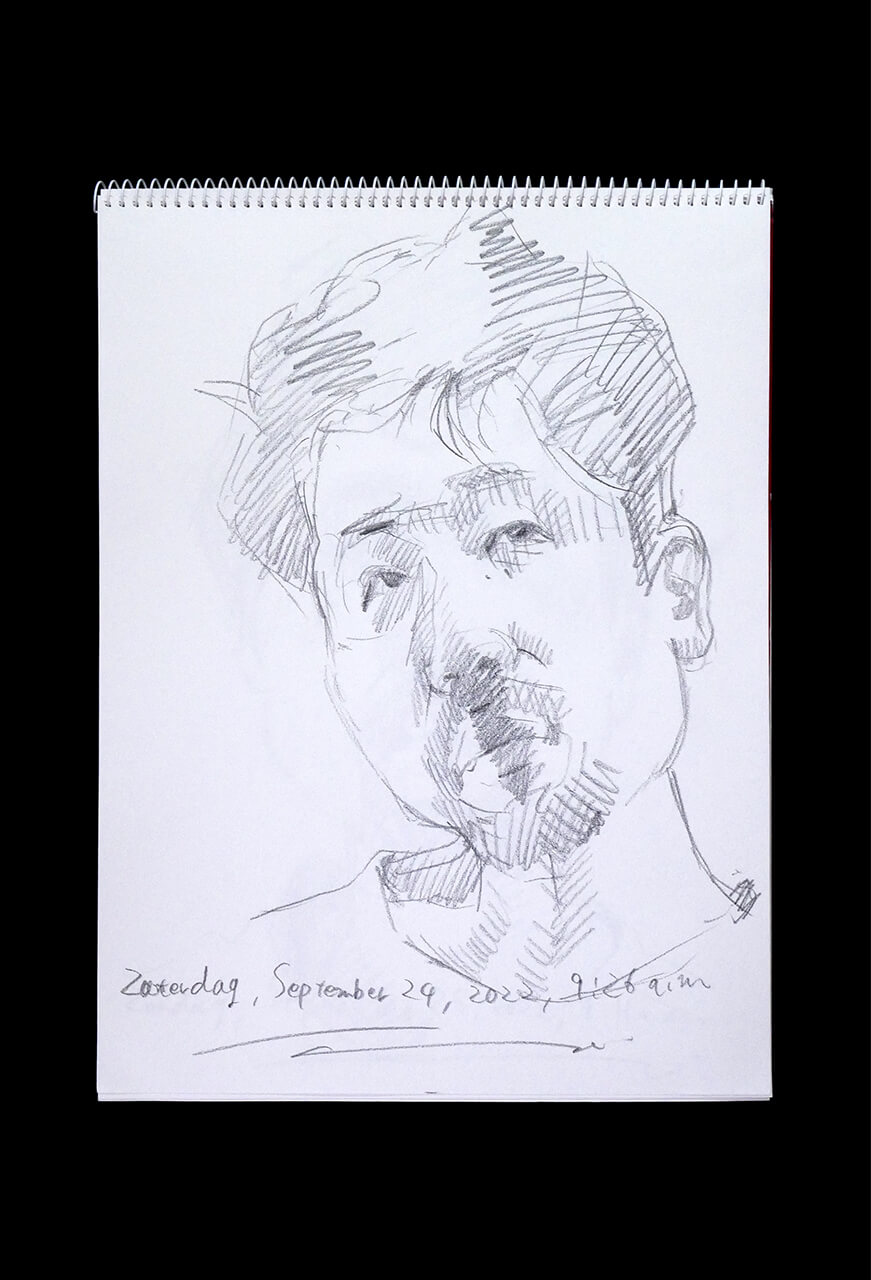 Contemporary artist SHINTAKU Tomoni's 2022/9/24 Self-portrait or pencil drawing