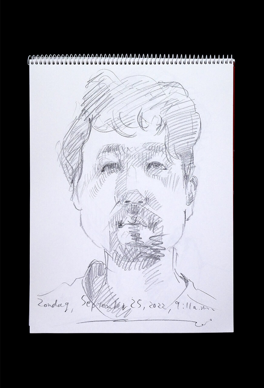 Contemporary artist SHINTAKU Tomoni's 2022/9/25 Self-portrait or pencil drawing