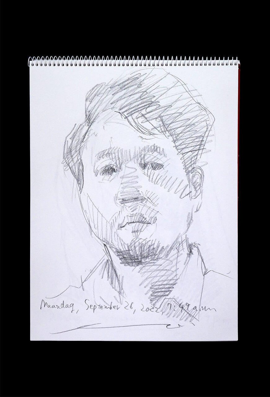 Contemporary artist SHINTAKU Tomoni's 2022/9/26 Self-portrait or pencil drawing