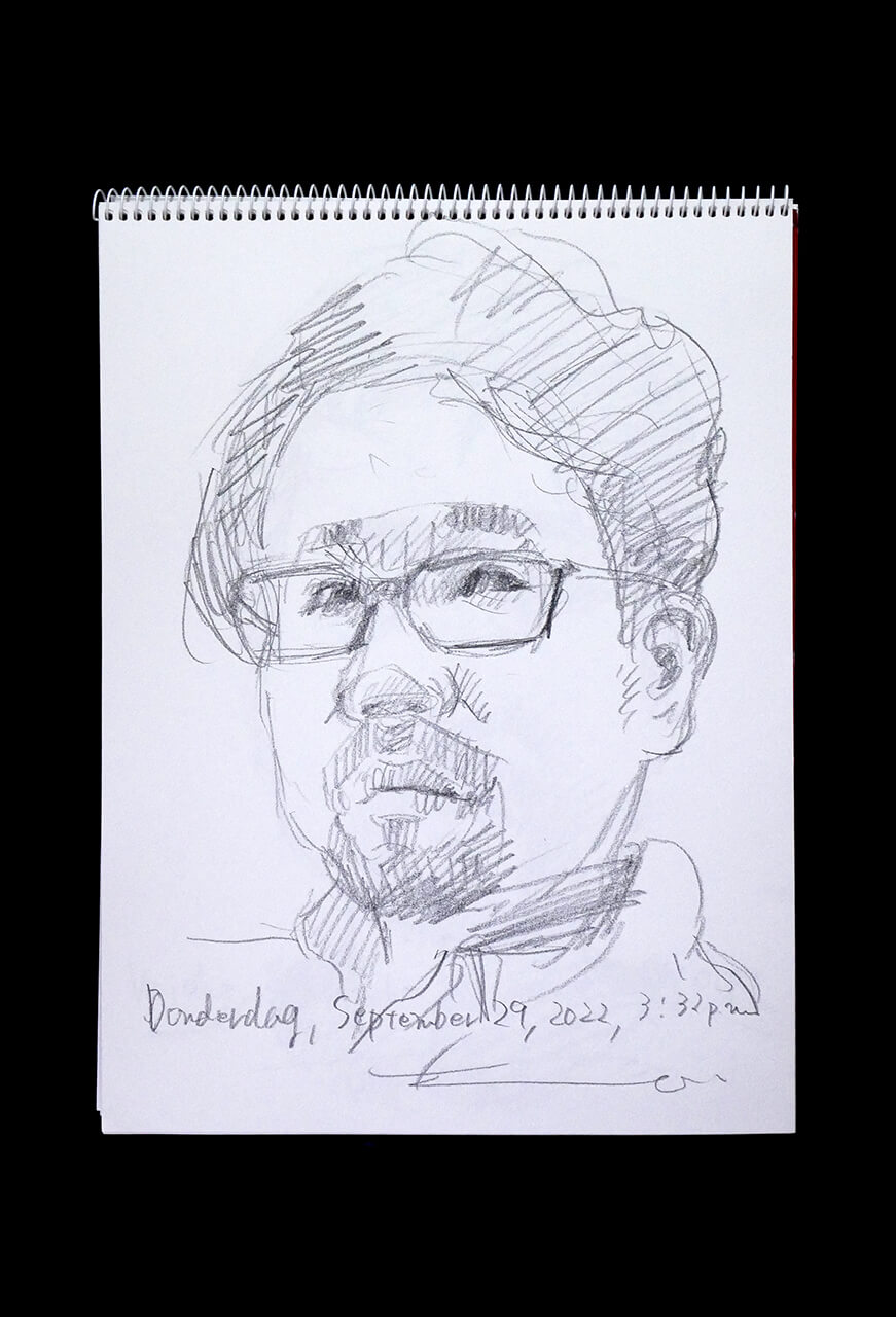 Contemporary artist SHINTAKU Tomoni's 2022/9/29 Self-portrait or pencil drawing