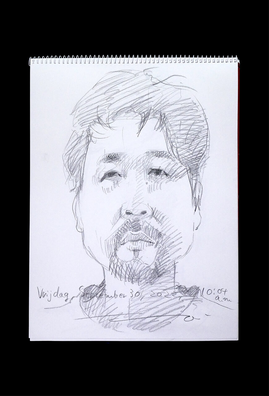 Contemporary artist SHINTAKU Tomoni's 2022/9/30 Self-portrait or pencil drawing