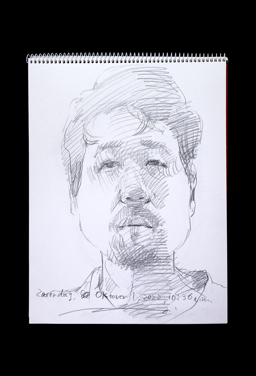 Contemporary artist SHINTAKU Tomoni's 2022/10/1 Self-portrait or pencil drawing