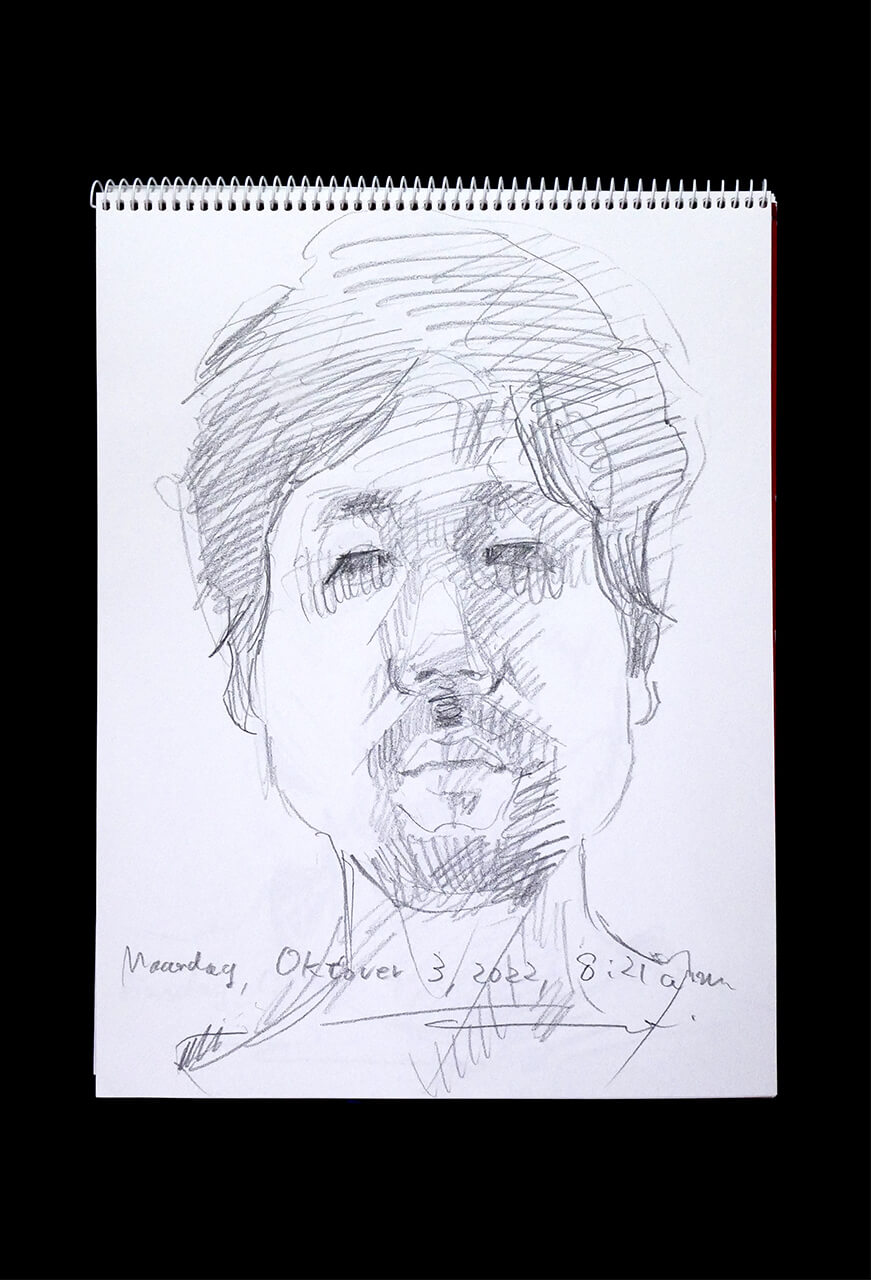 Contemporary artist SHINTAKU Tomoni's 2022/10/3 Self-portrait or pencil drawing