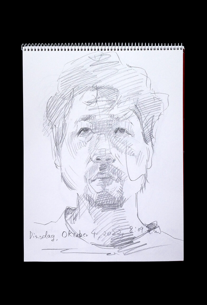 Contemporary artist SHINTAKU Tomoni's 2022/10/4 Self-portrait or pencil drawing