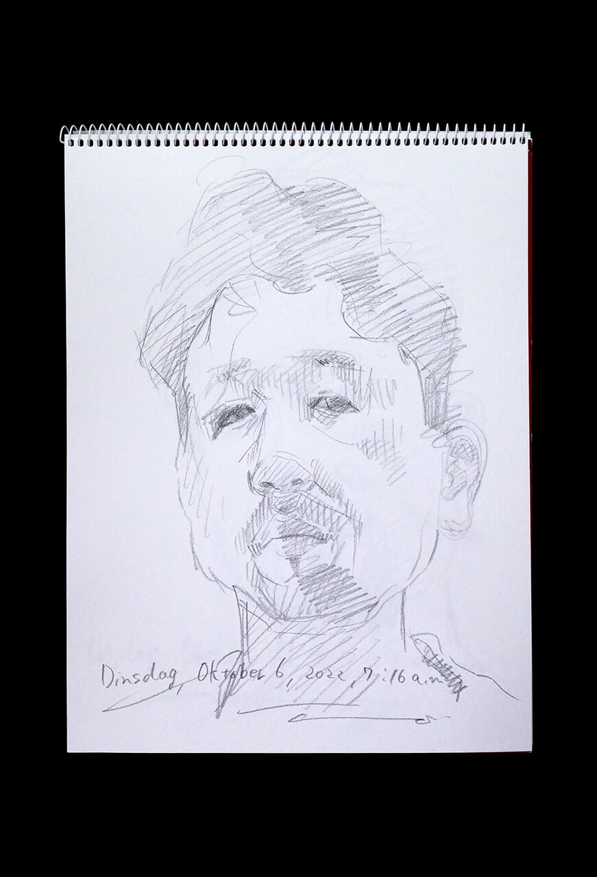 Contemporary artist SHINTAKU Tomoni's 2022/10/6 Self-portrait or pencil drawing
