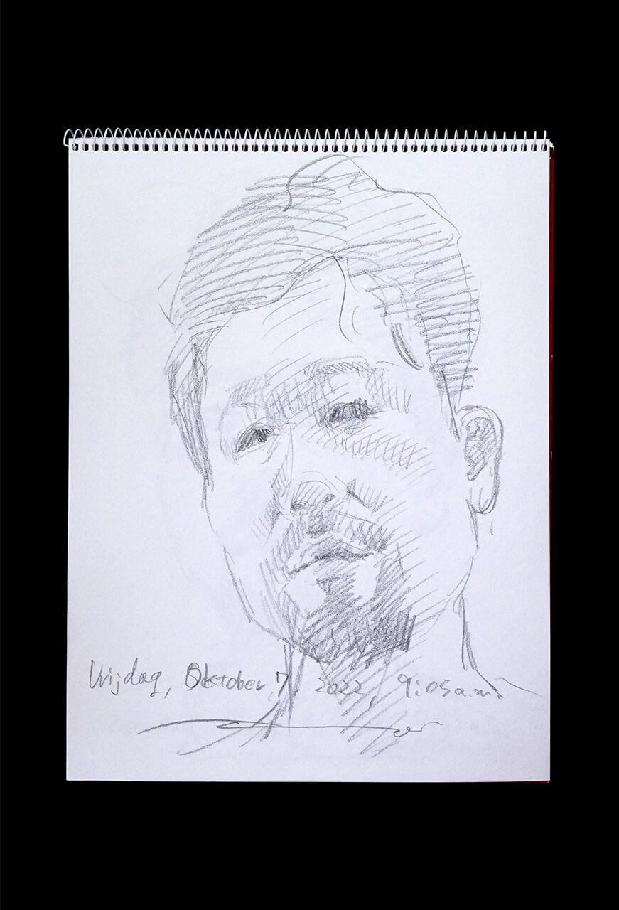 Contemporary artist SHINTAKU Tomoni's 2022/10/7 Self-portrait or pencil drawing
