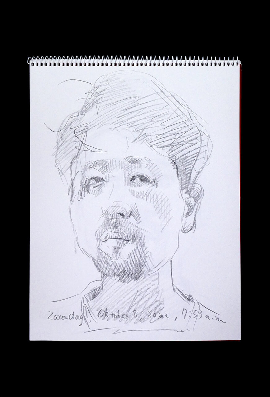 Contemporary artist SHINTAKU Tomoni's 2022/10/8 Self-portrait or pencil drawing