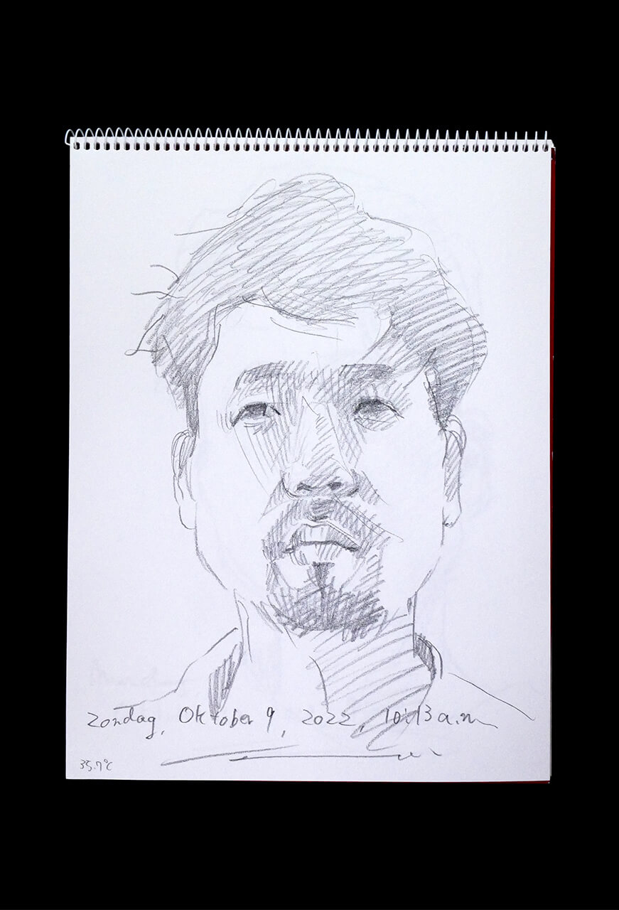 Contemporary artist SHINTAKU Tomoni's 2022/10/9 Self-portrait or pencil drawing