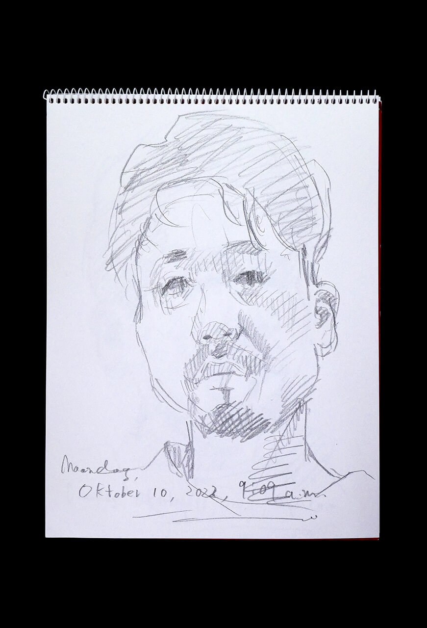 Contemporary artist SHINTAKU Tomoni's 2022/10/10 Self-portrait or pencil drawing