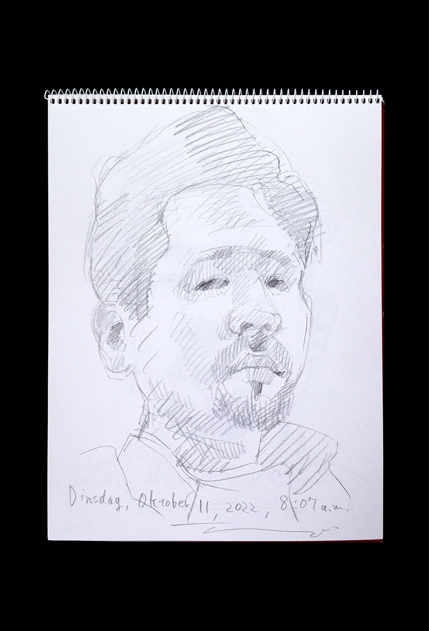 Contemporary artist SHINTAKU Tomoni's 2022/10/11 Self-portrait or pencil drawing