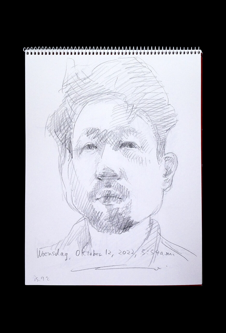 Contemporary artist SHINTAKU Tomoni's 2022/10/12 Self-portrait or pencil drawing