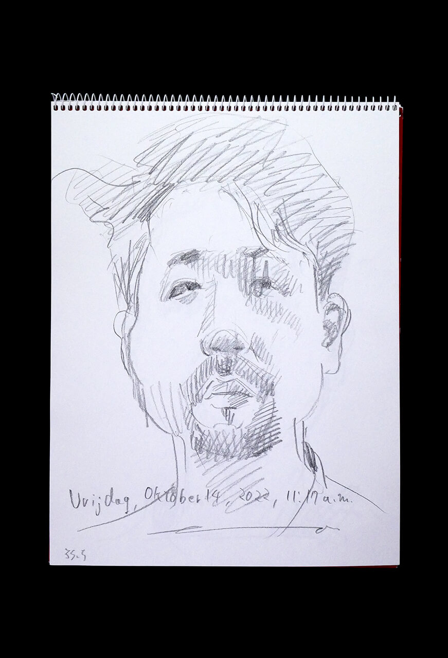 Contemporary artist SHINTAKU Tomoni's 2022/10/14 Self-portrait or pencil drawing