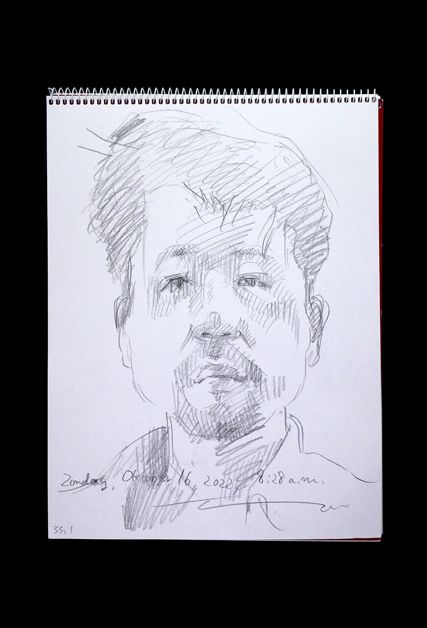 Contemporary artist SHINTAKU Tomoni's 2022/10/16 Self-portrait or pencil drawing