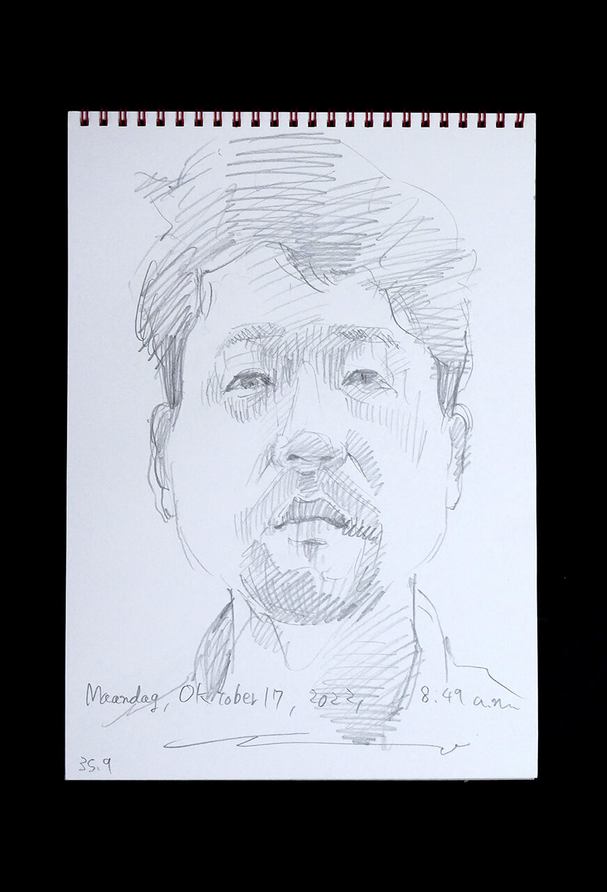 Contemporary artist SHINTAKU Tomoni's 2022/10/17 Self-portrait or pencil drawing