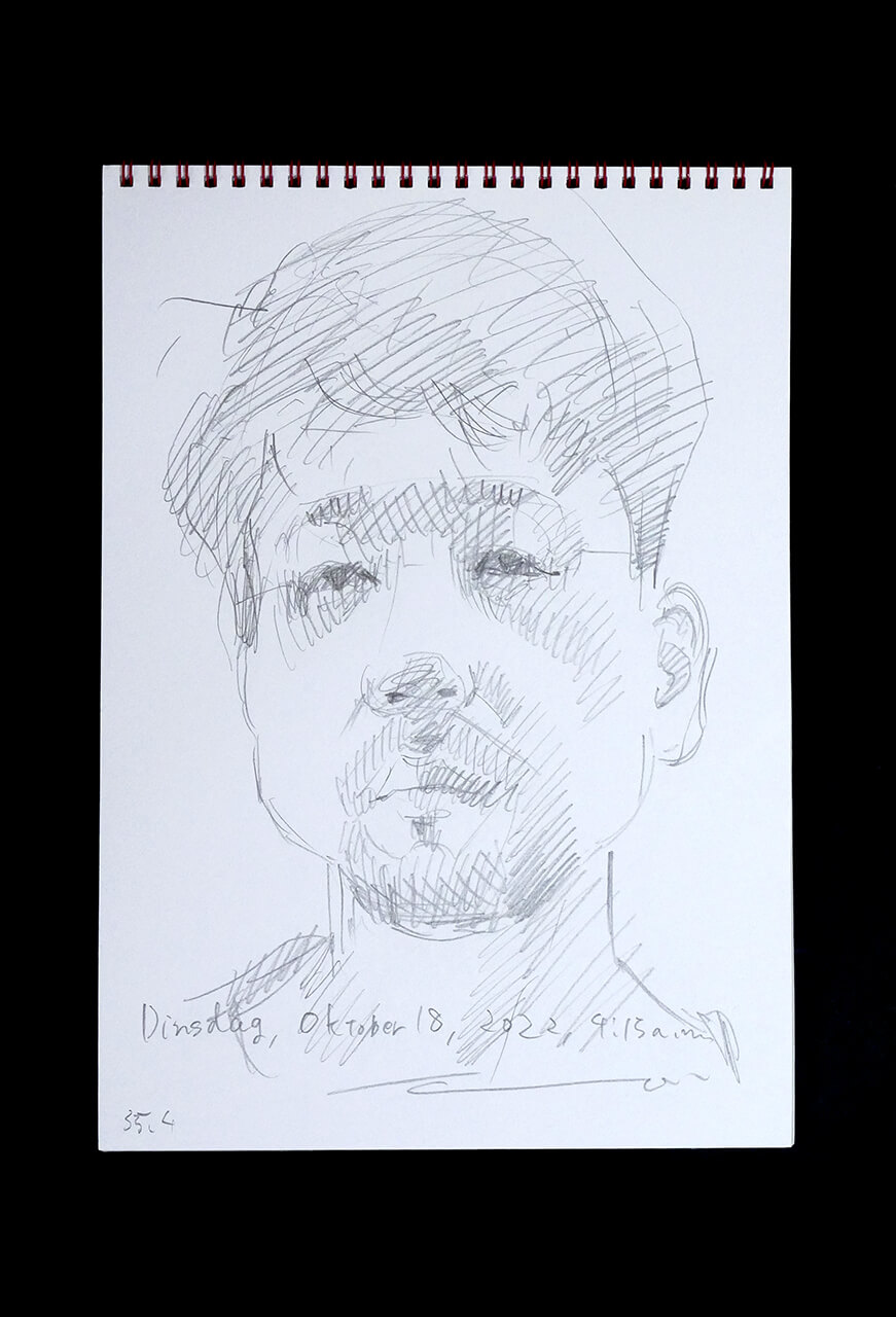 Contemporary artist SHINTAKU Tomoni's 2022/10/18 Self-portrait or pencil drawing