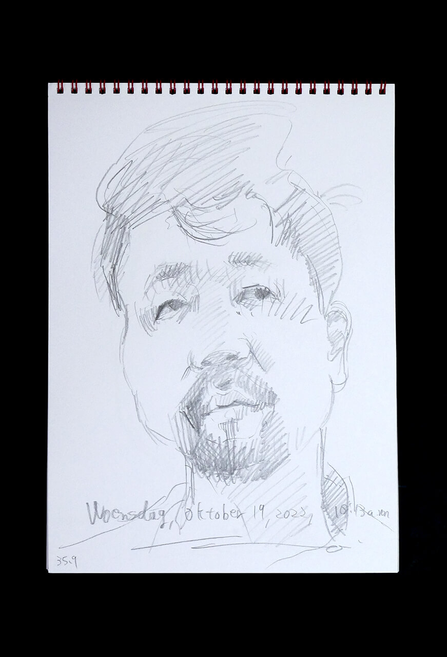 Contemporary artist SHINTAKU Tomoni's 2022/10/19 Self-portrait or pencil drawing