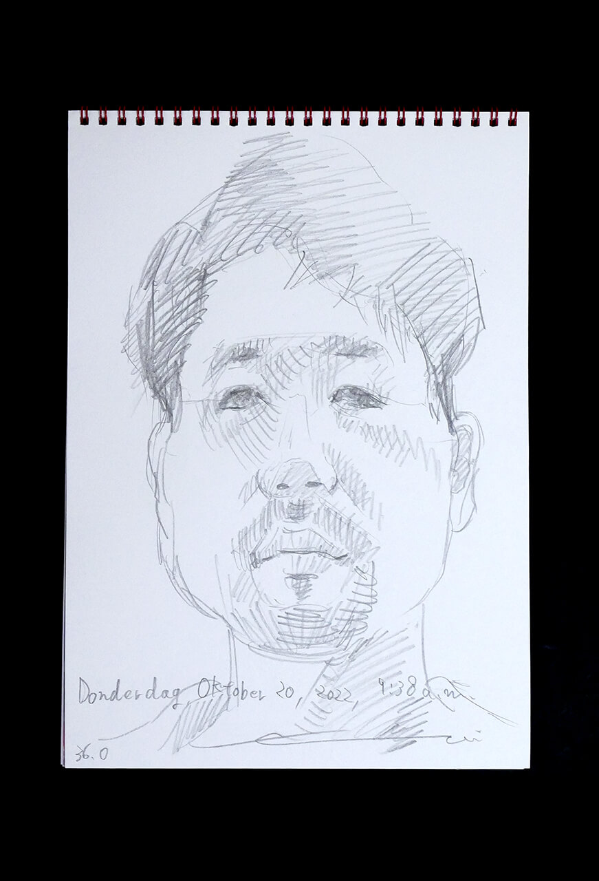 Contemporary artist SHINTAKU Tomoni's 2022/10/20 Self-portrait or pencil drawing