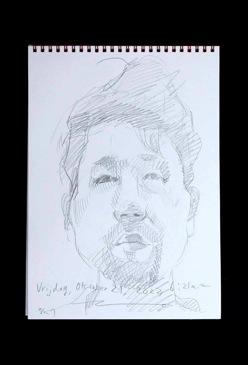 Contemporary artist SHINTAKU Tomoni's 2022/10/21 Self-portrait or pencil drawing