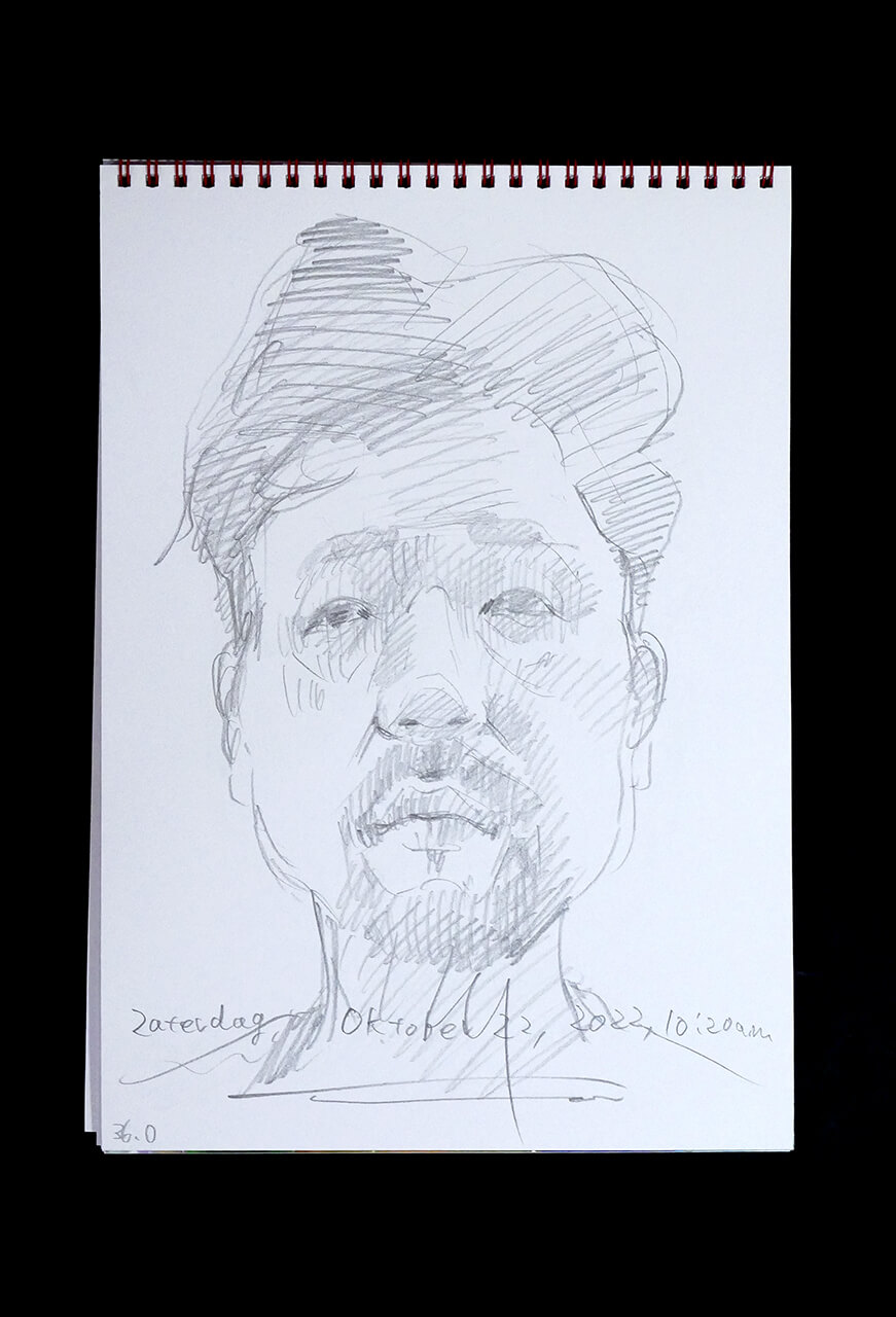 Contemporary artist SHINTAKU Tomoni's 2022/10/22 Self-portrait or pencil drawing
