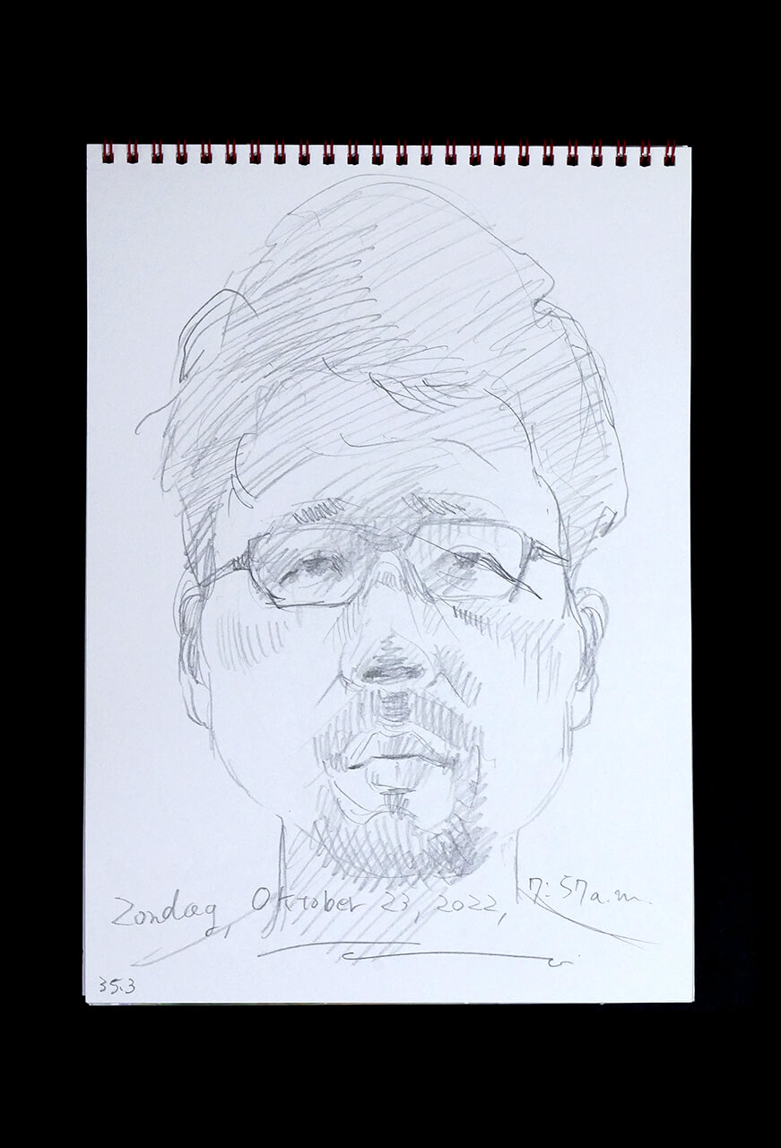 Contemporary artist SHINTAKU Tomoni's 2022/10/23 Self-portrait or pencil drawing