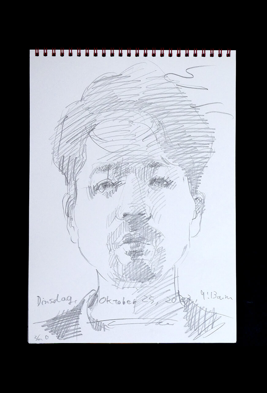 Contemporary artist SHINTAKU Tomoni's 2022/10/25 Self-portrait or pencil drawing