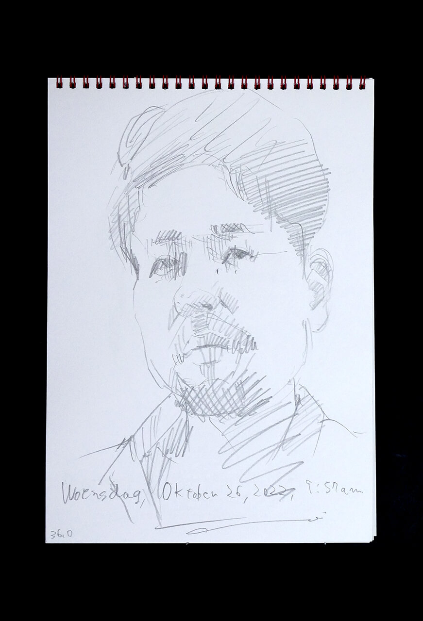 Contemporary artist SHINTAKU Tomoni's 2022/10/26 Self-portrait or pencil drawing