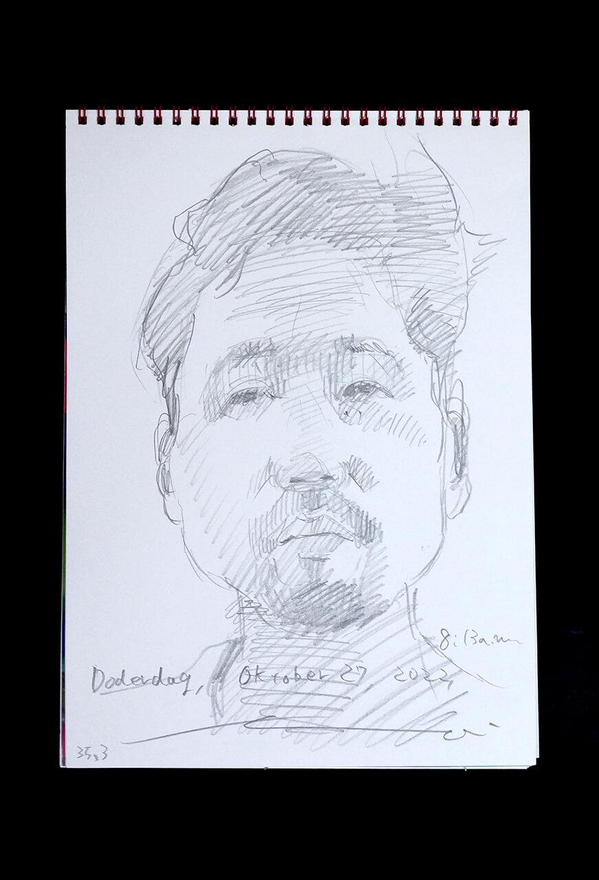 Contemporary artist SHINTAKU Tomoni's 2022/10/27 Self-portrait or pencil drawing