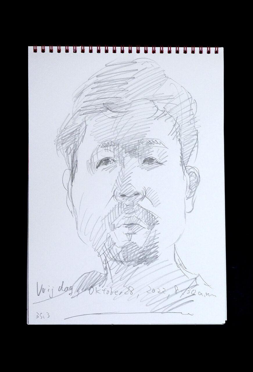 Contemporary artist SHINTAKU Tomoni's 2022/10/28 Self-portrait or pencil drawing