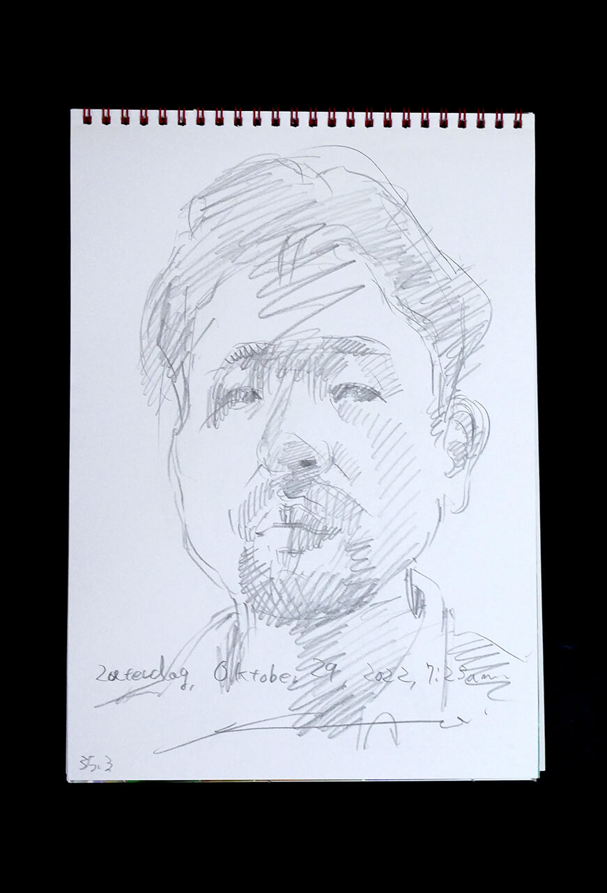 Contemporary artist SHINTAKU Tomoni's 2022/10/29 Self-portrait or pencil drawing
