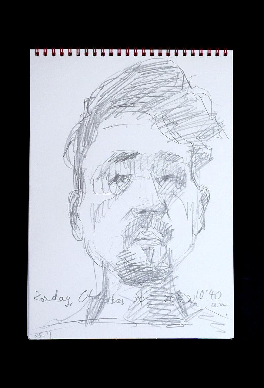 Contemporary artist SHINTAKU Tomoni's 2022/10/30 Self-portrait or pencil drawing