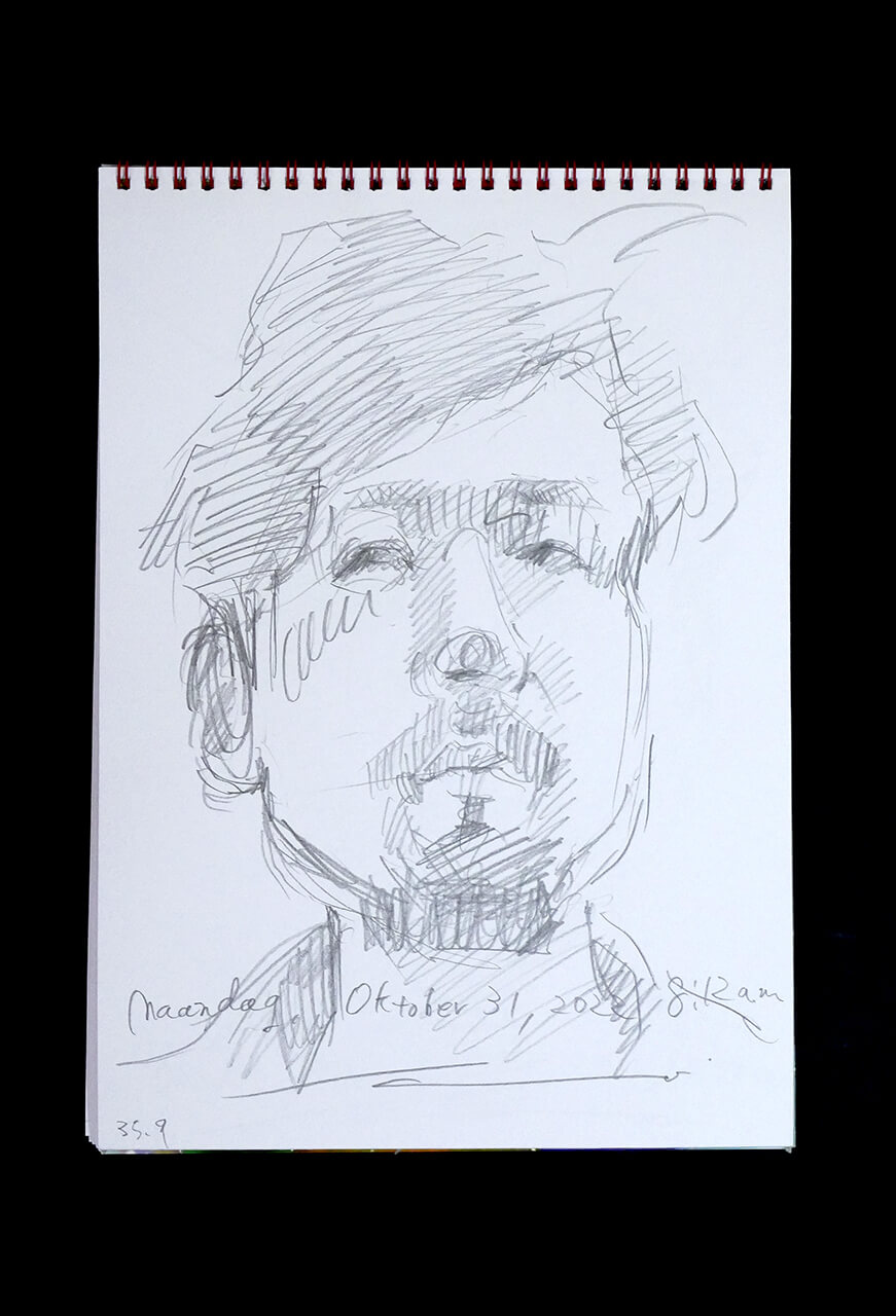 Contemporary artist SHINTAKU Tomoni's 2022/10/31 Self-portrait or pencil drawing