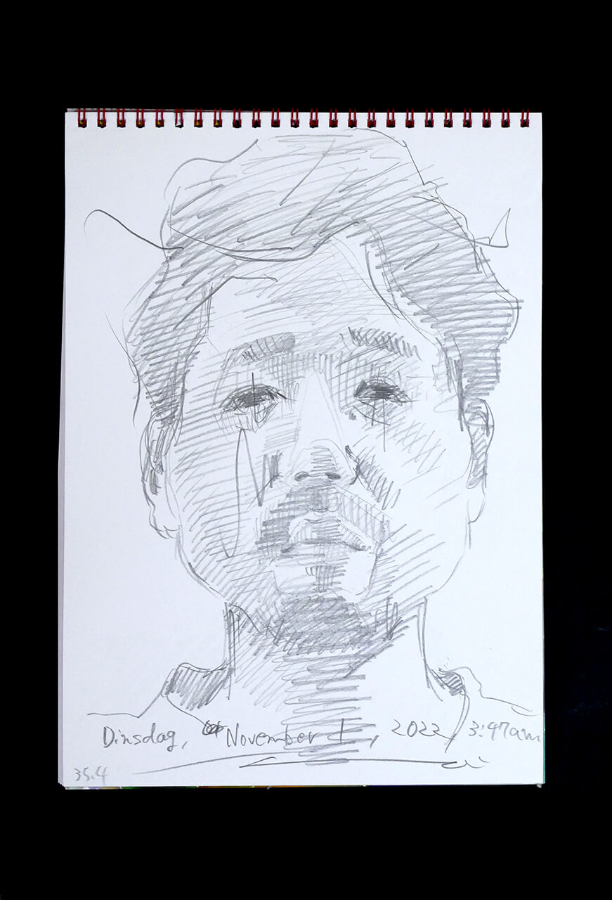 Contemporary artist SHINTAKU Tomoni's 2022/11/1 Self-portrait or pencil drawing
