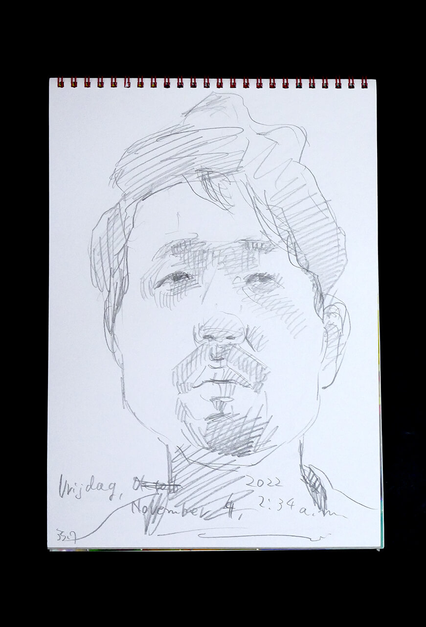Contemporary artist SHINTAKU Tomoni's 2022/11/4 Self-portrait or pencil drawing