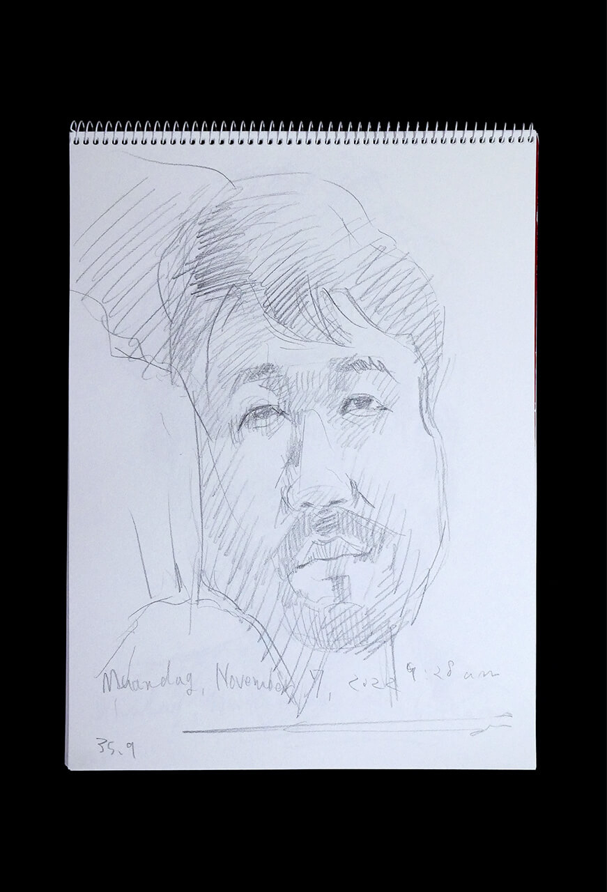 Contemporary artist SHINTAKU Tomoni's 2022/11/7 Self-portrait or pencil drawing