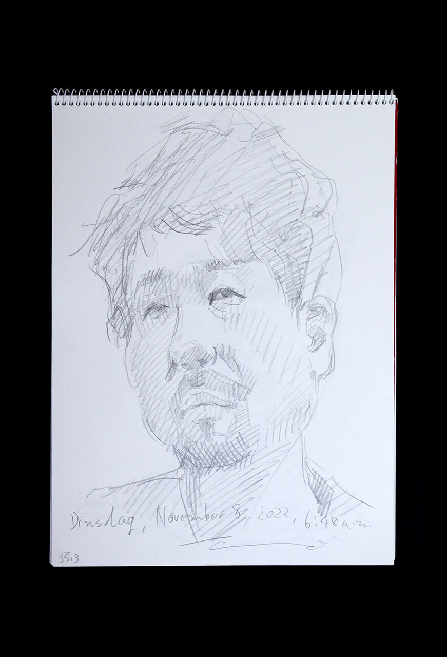 Contemporary artist SHINTAKU Tomoni's 2022/11/8 Self-portrait or pencil drawing