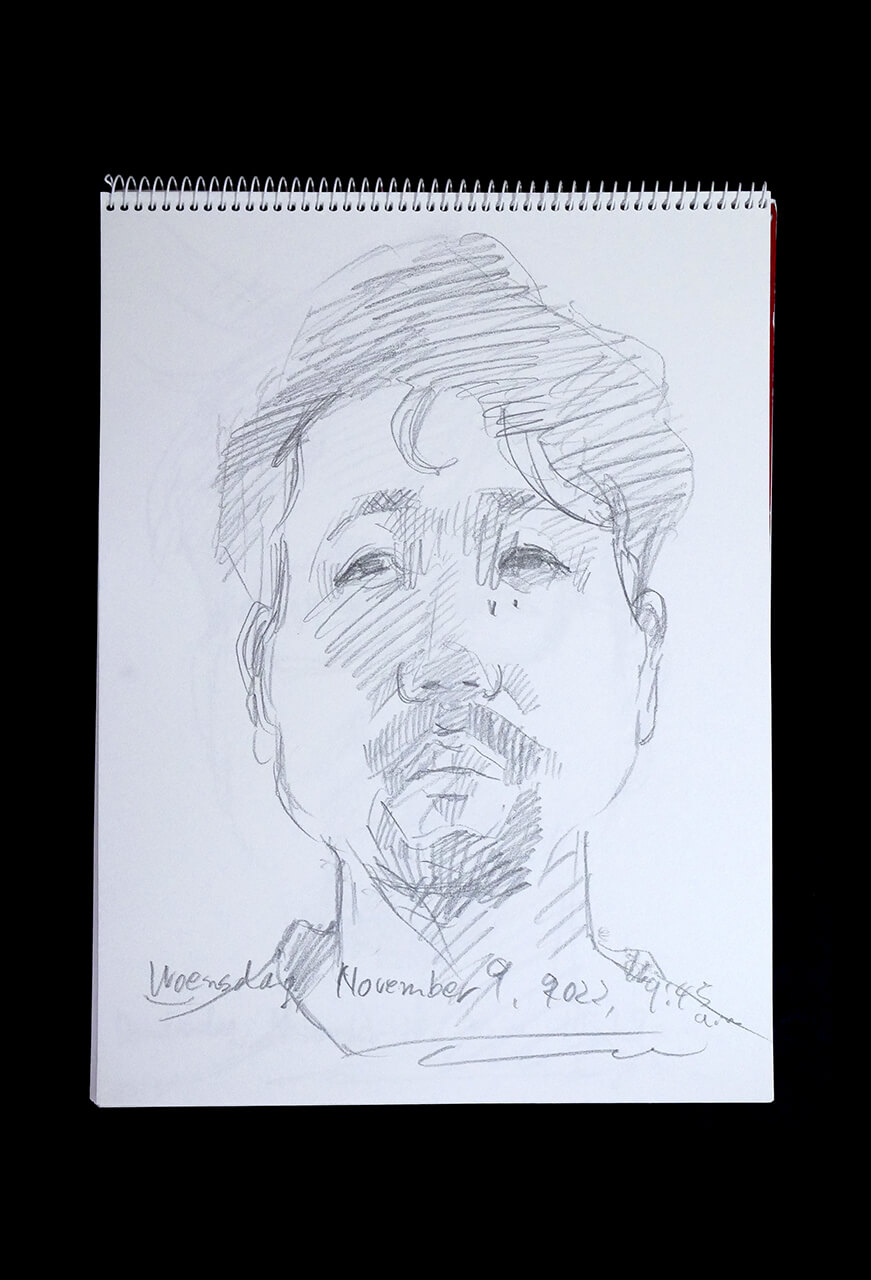 Contemporary artist SHINTAKU Tomoni's 2022/11/9 Self-portrait or pencil drawing
