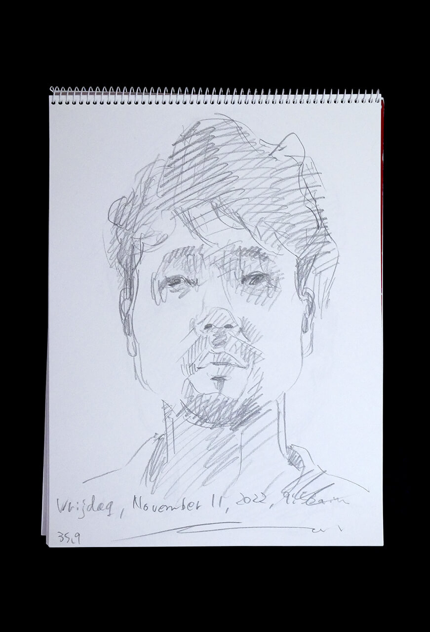 Contemporary artist SHINTAKU Tomoni's 2022/11/11 Self-portrait or pencil drawing
