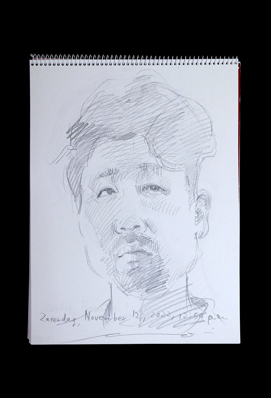 Contemporary artist SHINTAKU Tomoni's 2022/11/12 Self-portrait or pencil drawing