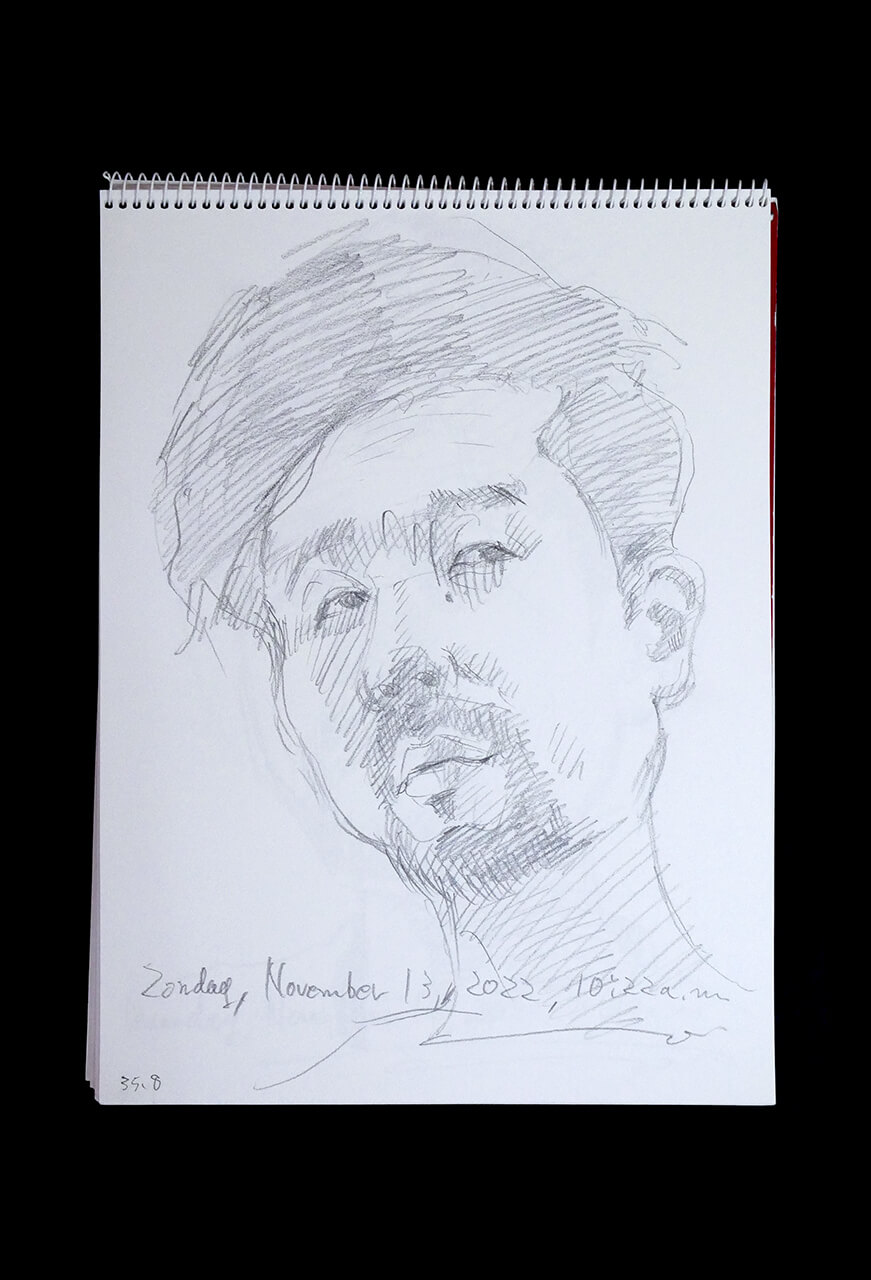 Contemporary artist SHINTAKU Tomoni's 2022/11/13 Self-portrait or pencil drawing