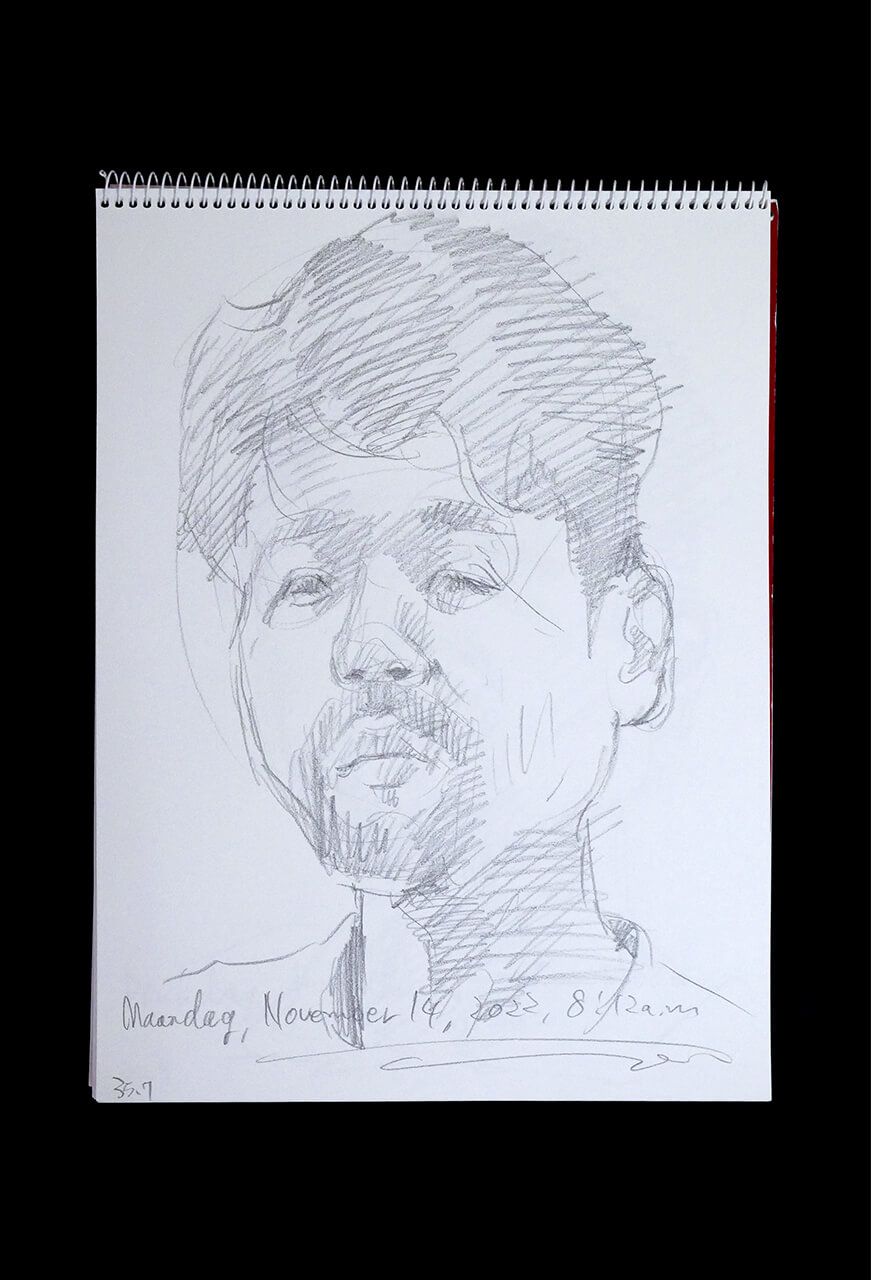 Contemporary artist SHINTAKU Tomoni's 2022/11/14 Self-portrait or pencil drawing