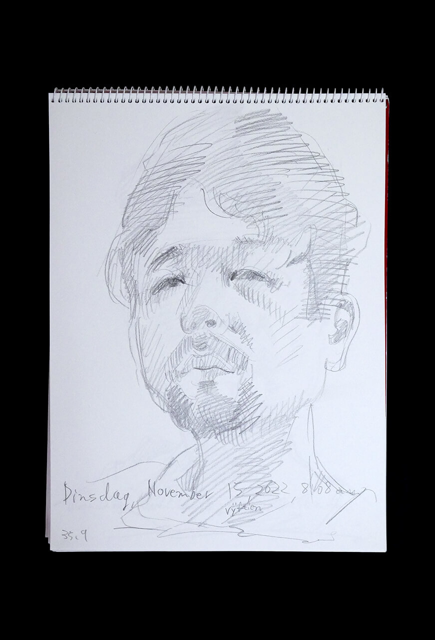 Contemporary artist SHINTAKU Tomoni's 2022/11/15 Self-portrait or pencil drawing