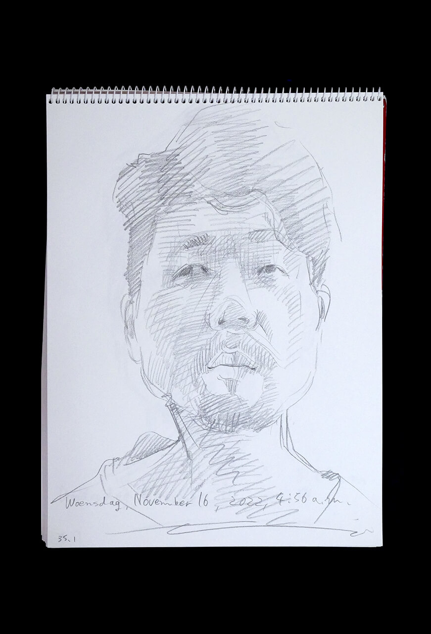 Contemporary artist SHINTAKU Tomoni's 2022/11/16 Self-portrait or pencil drawing