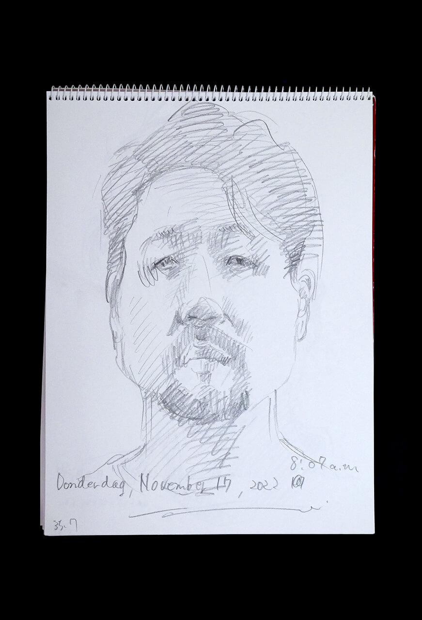 Contemporary artist SHINTAKU Tomoni's 2022/11/17 Self-portrait or pencil drawing