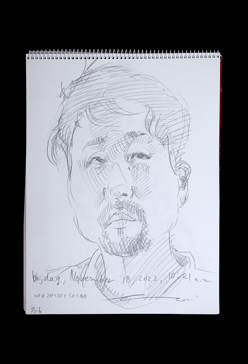 Contemporary artist SHINTAKU Tomoni's 2022/11/18 Self-portrait or pencil drawing