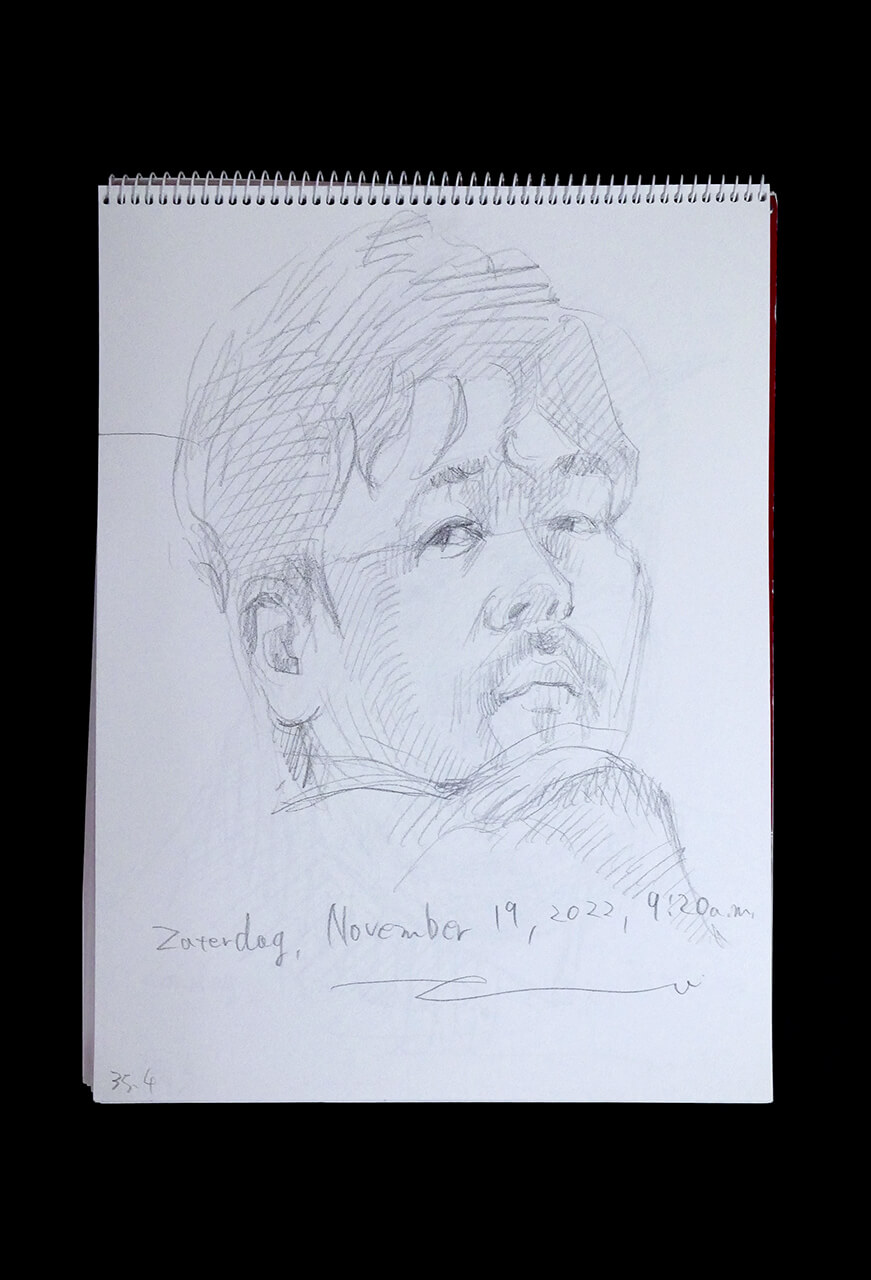 Contemporary artist SHINTAKU Tomoni's 2022/11/19 Self-portrait or pencil drawing