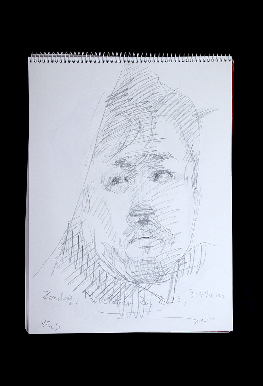 Contemporary artist SHINTAKU Tomoni's 2022/11/20 Self-portrait or pencil drawing
