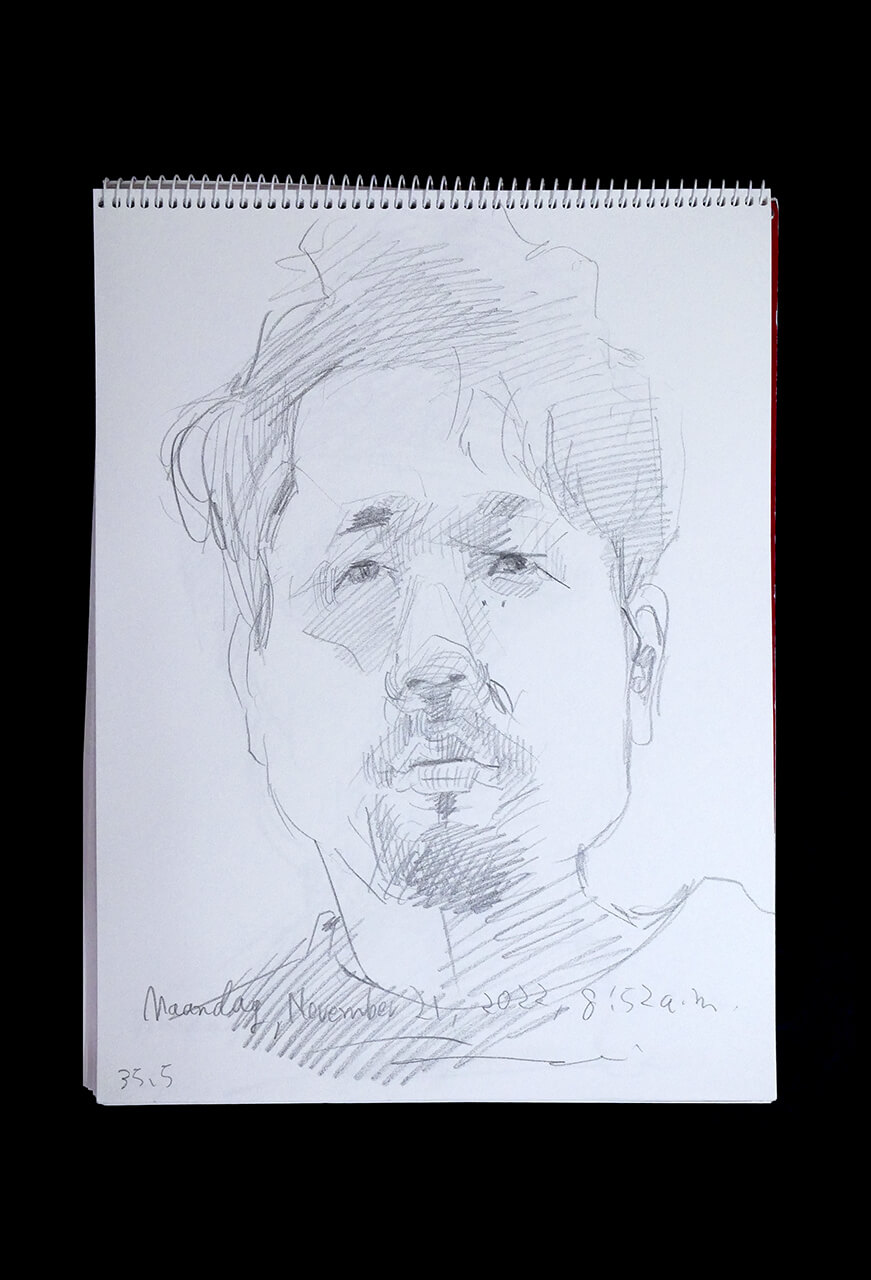 Contemporary artist SHINTAKU Tomoni's 2022/11/21 Self-portrait or pencil drawing