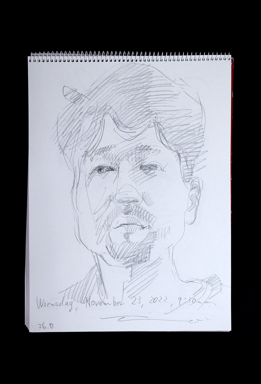 Contemporary artist SHINTAKU Tomoni's 2022/11/23 Self-portrait or pencil drawing