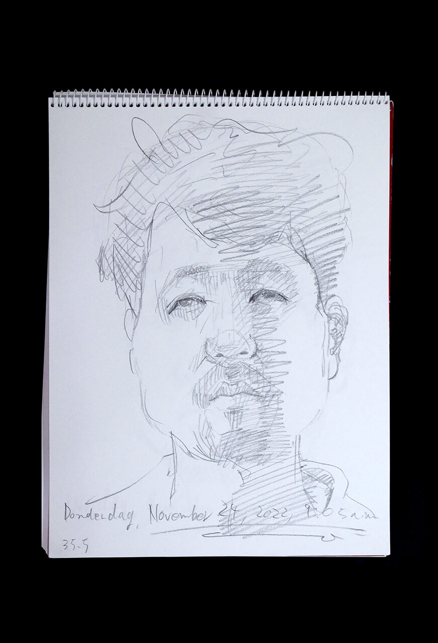 Contemporary artist SHINTAKU Tomoni's 2022/11/24 Self-portrait or pencil drawing